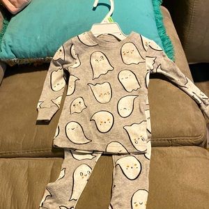 Gray pajamas with adorable ghosts on it